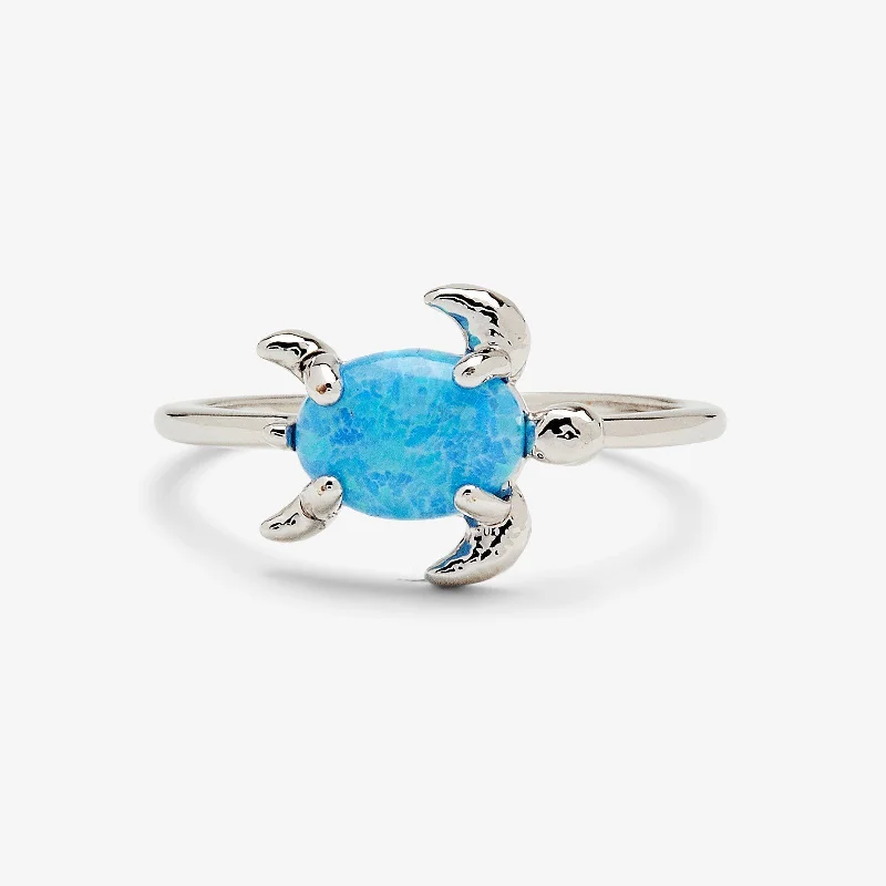 Chic Women's Rings for Fashion-Forward Looks-Opal Sea Turtle Ring