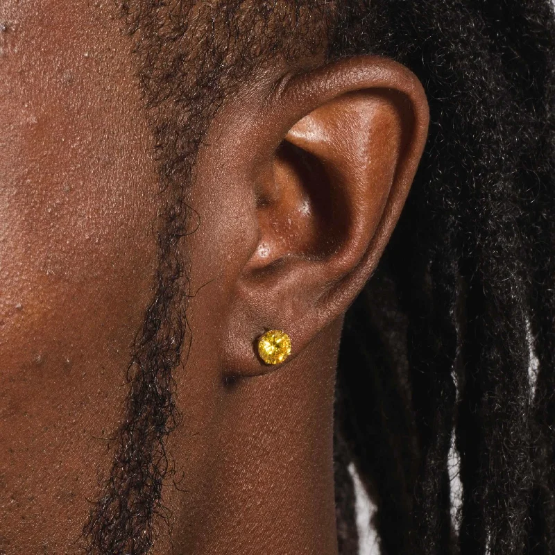 Shop Durable Men's Earrings for Everyday Wear-14k Round Cut Canary Earrings - Pair