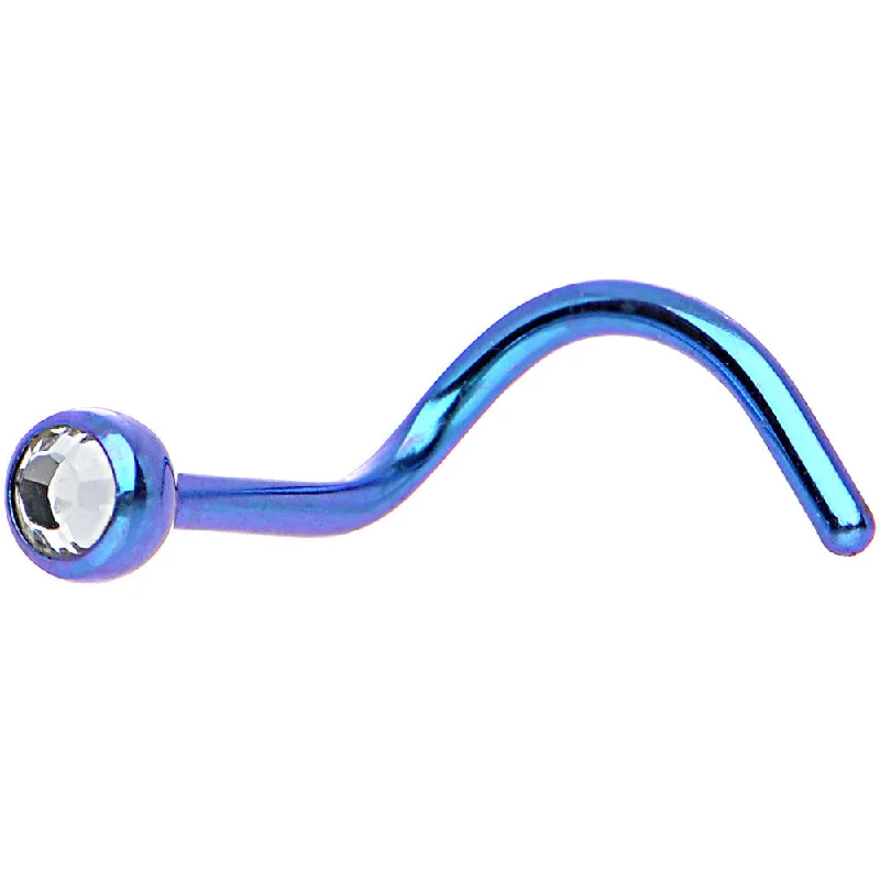 Nose Rings with Pearls -Grade 23 Titanium Teal Crystalline Gem Nose Ring