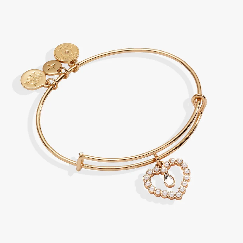 Designer Gold Bangles for Women-Pearl Heart Bangle