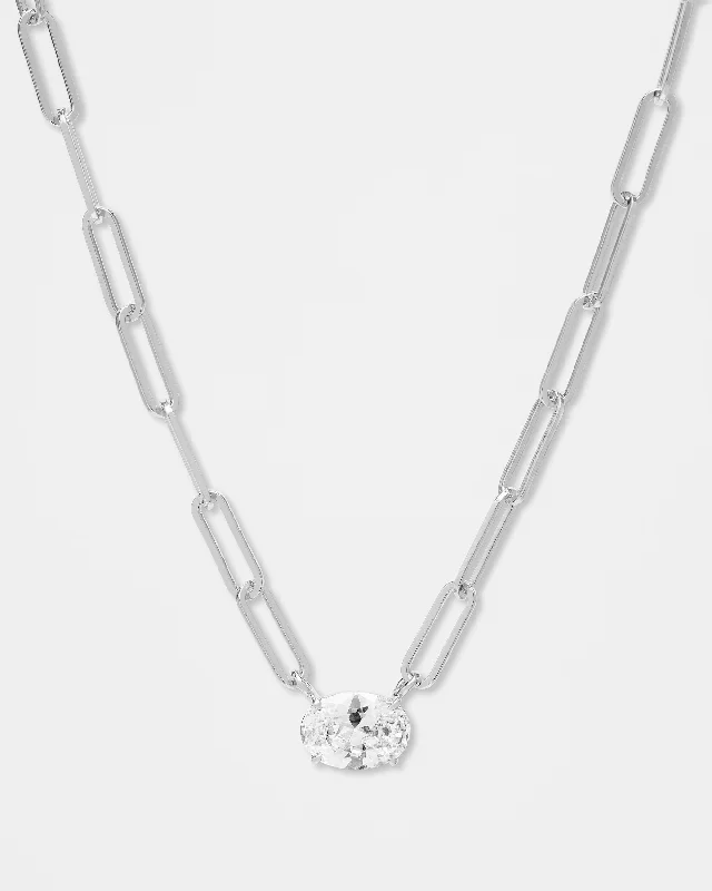 Shop Classic Women's Necklaces & Pendants with a Modern Twist-Hello Gorgeous Samantha Chain Necklace - Silver|White Diamondettes Shop Classic Women's Necklaces & Pendants with a Modern Twist-Hello Gorgeous Samantha Chain Necklace - Silver|White Diamondettes