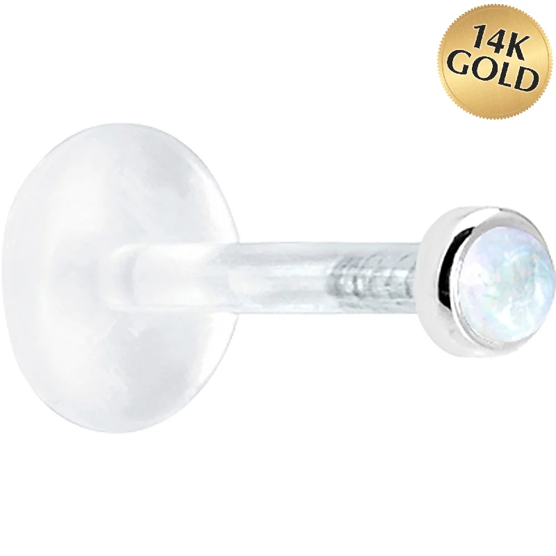 Women's Earrings – Elegant Designs for Every Personality--16 Gauge 1/4 Solid 14KT White Gold 2mm Genuine Rainbow Moonstone Bioplast Cartilage Earring Stud Women's Earrings – Elegant Designs for Every Personality--16 Gauge 1/4 Solid 14KT White Gold 2mm Genuine Rainbow Moonstone Bioplast Cartilage Earring Stud