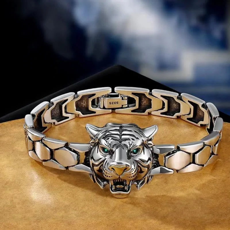 Casual Bracelets for Men with Simple Design-Buddha Stones Tiger Head Design Healing Bracelet Casual Bracelets for Men with Simple Design-Buddha Stones Tiger Head Design Healing Bracelet