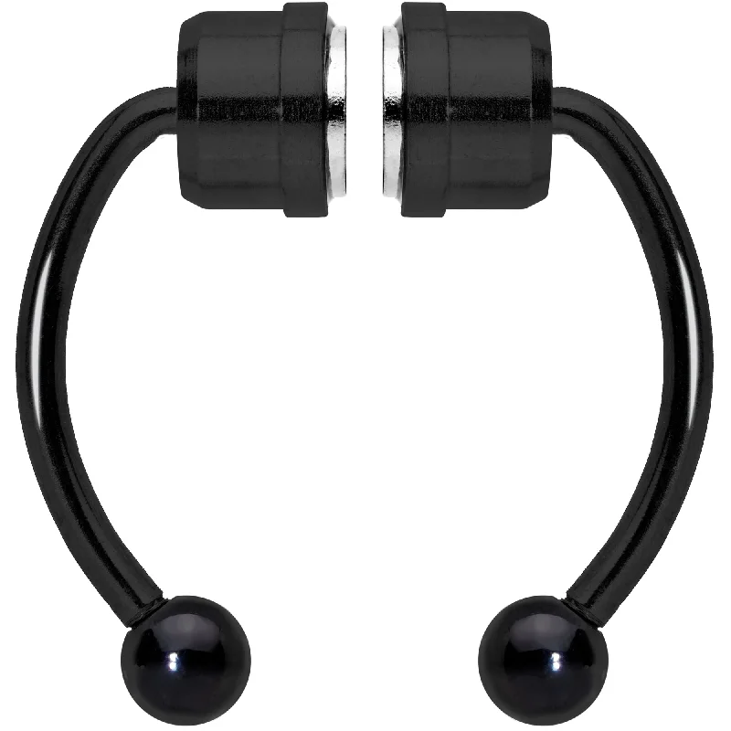 Classic and Chic Nose Rings -Black Magnetic Septum Ring Horseshoe Non-Pierced Fake Nose Ring Classic and Chic Nose Rings -Black Magnetic Septum Ring Horseshoe Non-Pierced Fake Nose Ring