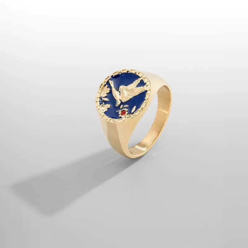 Top Men's Rings – Crafted for Every Style  Enamel Swallow Signet Ring (Gold)