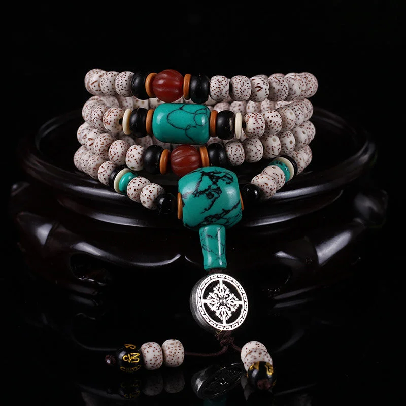 Men's Bracelets for Trendy Fashion Statements-Buddha Stones Tibetan Turquoise Mala Bodhi Seed Purification Bracelet Men's Bracelets for Trendy Fashion Statements-Buddha Stones Tibetan Turquoise Mala Bodhi Seed Purification Bracelet