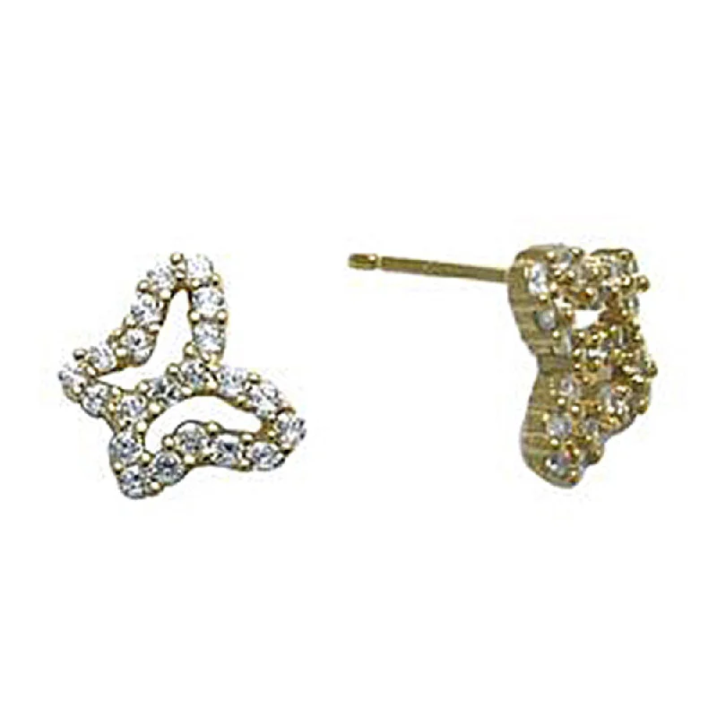 Women's Earrings – Elegant Designs for Every Personality--14kt Yellow Gold CZ Hollow Butterfly Stud Earrings Women's Earrings – Elegant Designs for Every Personality--14kt Yellow Gold CZ Hollow Butterfly Stud Earrings