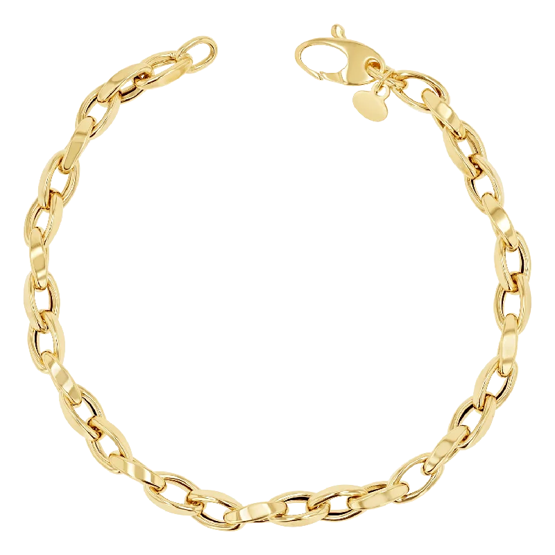 Cool Men's Leather Bracelets with Metal Details-Celine Twist Link Bracelet