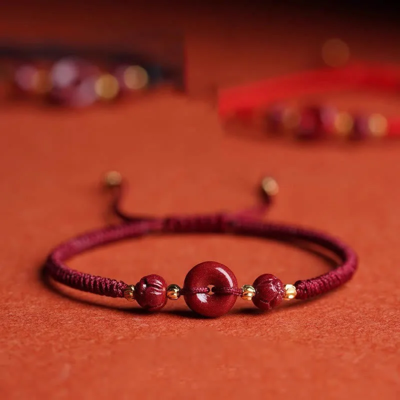 Affordable Charm Bracelets for Men-Buddha Stones Handmade Cinnabar Peace Buckle Lotus Calm Blessing Braided Rope Bracelet Affordable Charm Bracelets for Men-Buddha Stones Handmade Cinnabar Peace Buckle Lotus Calm Blessing Braided Rope Bracelet