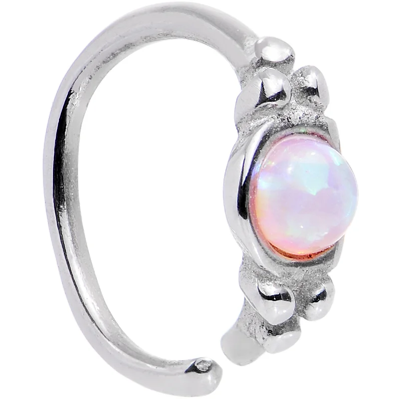 Nose Rings for Expressive Style -18 Gauge 5/16 Pink Synthetic Opal Seamless Circular Ring Nose Rings for Expressive Style -18 Gauge 5/16 Pink Synthetic Opal Seamless Circular Ring