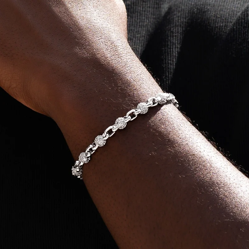 Adjustable Silicone Bracelets for Men-Iced Ball Box Link Bracelet