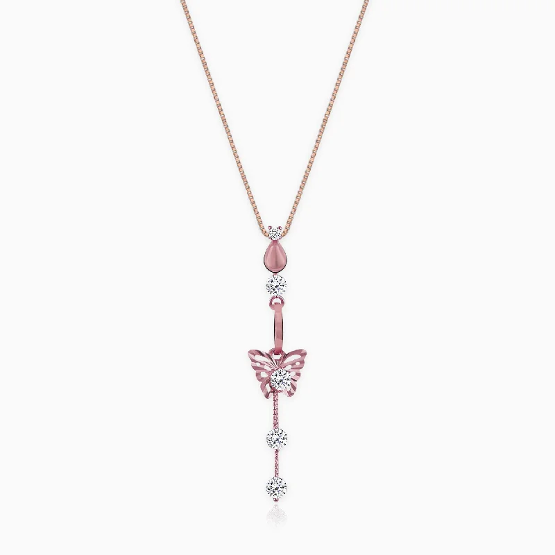 Shop Classic Women's Necklaces & Pendants with a Modern Twist-Rose Gold Charming Butterfly Pendant with Link Chain Shop Classic Women's Necklaces & Pendants with a Modern Twist-Rose Gold Charming Butterfly Pendant with Link Chain