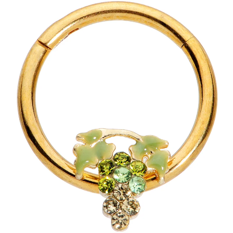 Nose Rings with Butterfly Charms -16 Gauge 3/8 Green Gem Gold Tone Bunch of Grapes Septum Ring Nose Rings with Butterfly Charms -16 Gauge 3/8 Green Gem Gold Tone Bunch of Grapes Septum Ring