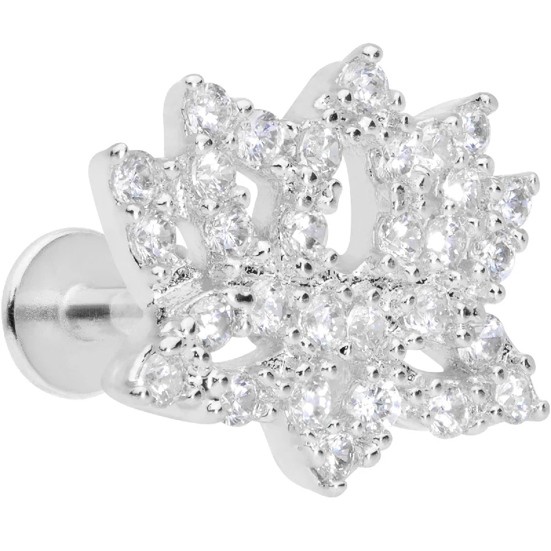 Lip Rings for Unique Personal Style16 Gauge 5/16 Clear CZ Gem Lotus Flower Labret Monroe Tragus Lip Rings for Unique Personal Style16 Gauge 5/16 Clear CZ Gem Lotus Flower Labret Monroe Tragus