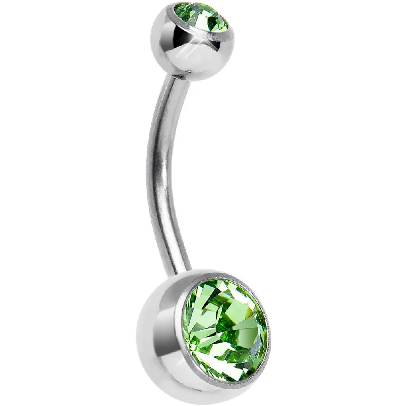 Belly Rings with Dazzling Diamonds -Green Mermaid Double Gem Titanium Belly Ring 1/2 Belly Rings with Dazzling Diamonds -Green Mermaid Double Gem Titanium Belly Ring 1/2