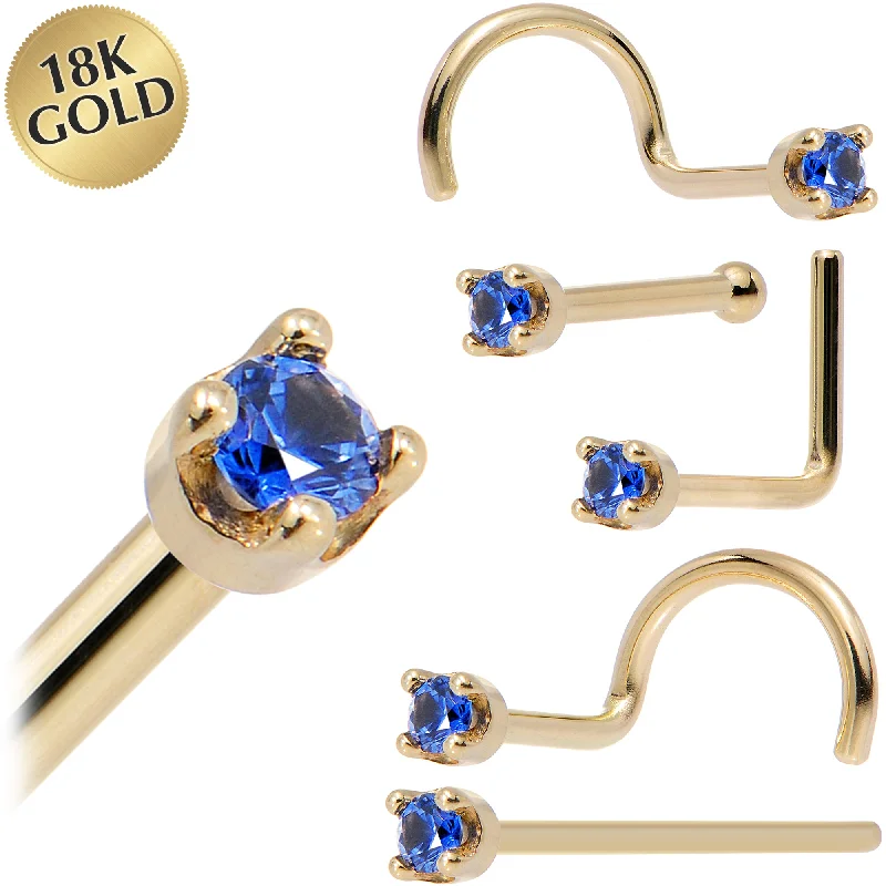 Rose Gold Nose Rings -Solid 18KT Yellow Gold (September) 1.5mm Genuine Blue Sapphire Nose Ring Rose Gold Nose Rings -Solid 18KT Yellow Gold (September) 1.5mm Genuine Blue Sapphire Nose Ring