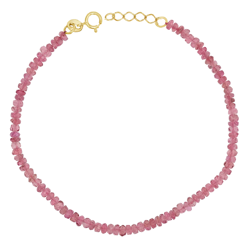 Custom Charm Bracelets for Men-Pink Sapphire Beaded Bracelet