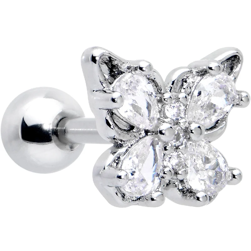 Women's Earrings – Elegant Designs for Every Personality--16 Gauge 1/4 Clear Gem Baroque Beauty Butterfly Cartilage Tragus Earring