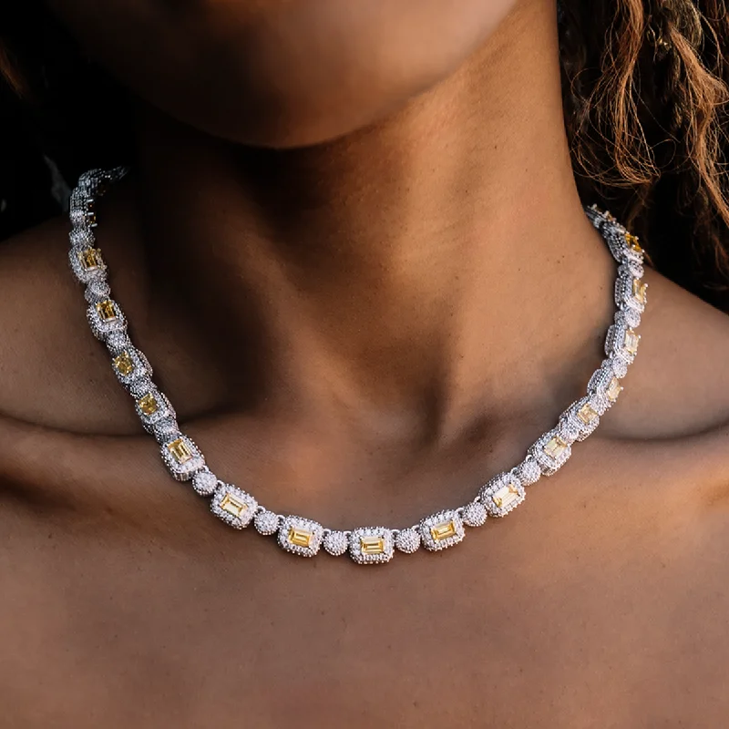 Shop Classic Women's Necklaces & Pendants with a Modern Twist-Canary Baguette Pave Tennis Necklace Shop Classic Women's Necklaces & Pendants with a Modern Twist-Canary Baguette Pave Tennis Necklace