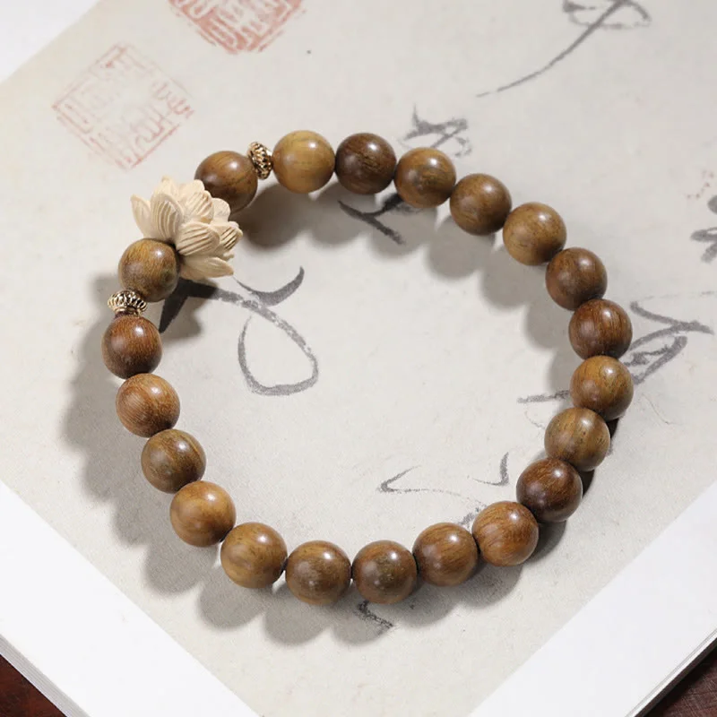 Women's Bangles with Elegant Detailing-Buddha Stones Green Sandalwood Boxwood Lotus Soothing Bracelet Women's Bangles with Elegant Detailing-Buddha Stones Green Sandalwood Boxwood Lotus Soothing Bracelet
