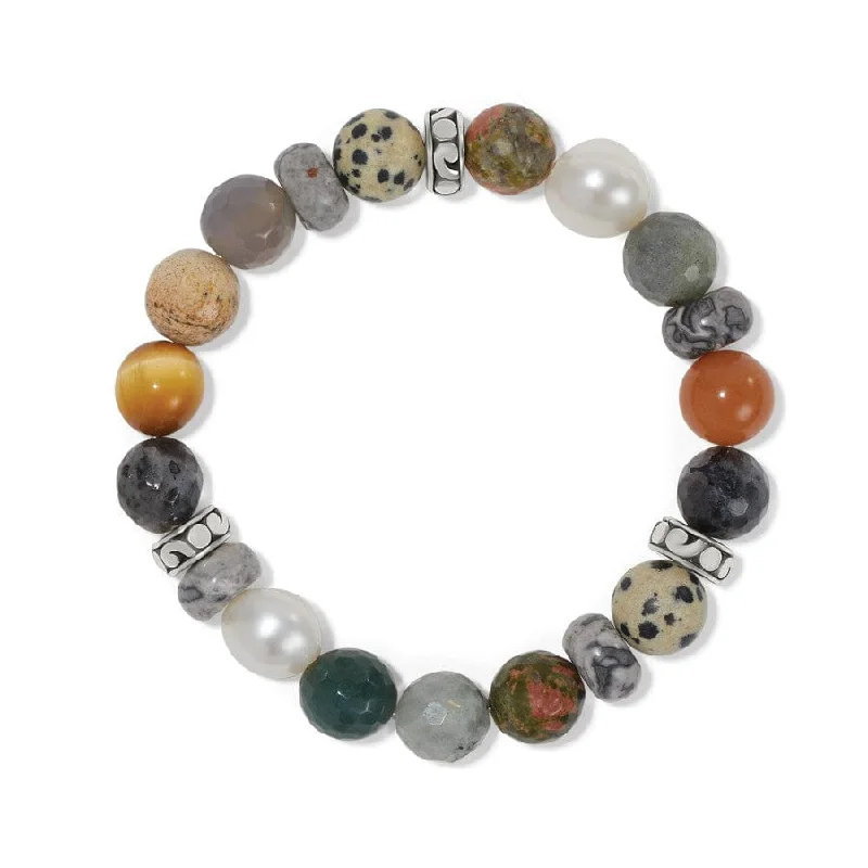 Personalized Bangles with Birthstones for Women-Contempo Desert Pearl Stretch Bracelet