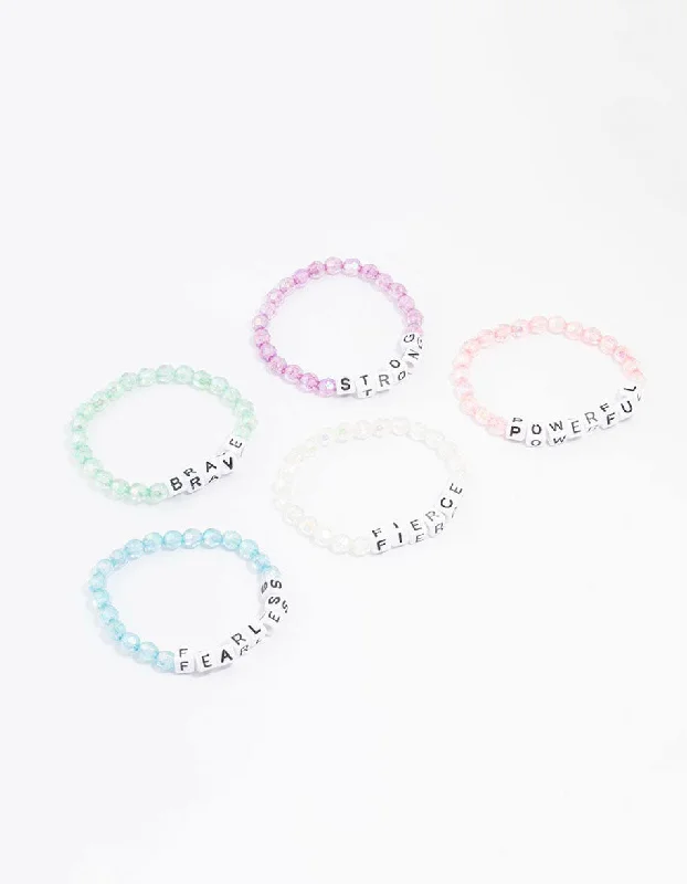 High-Quality Gemstone Bangles for Women-Rainbow Affirmation Bracelets 5-Pack