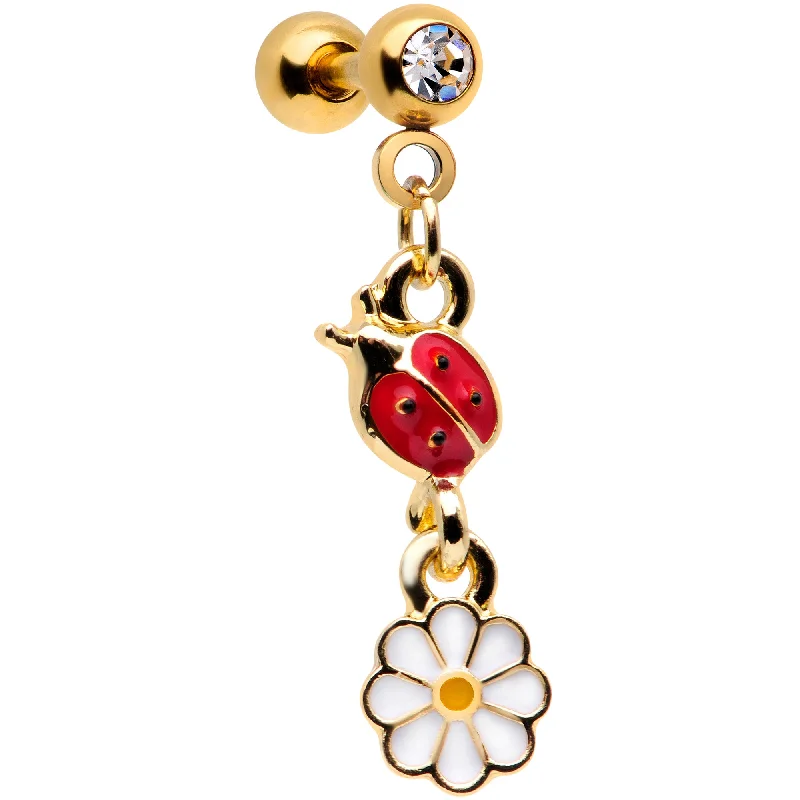 Women's Earrings – Elegant Designs for Every Personality--16 Gauge 1/4 Clear Gem Gold Tone Ladybug Dangle Cartilage Tragus Women's Earrings – Elegant Designs for Every Personality--16 Gauge 1/4 Clear Gem Gold Tone Ladybug Dangle Cartilage Tragus