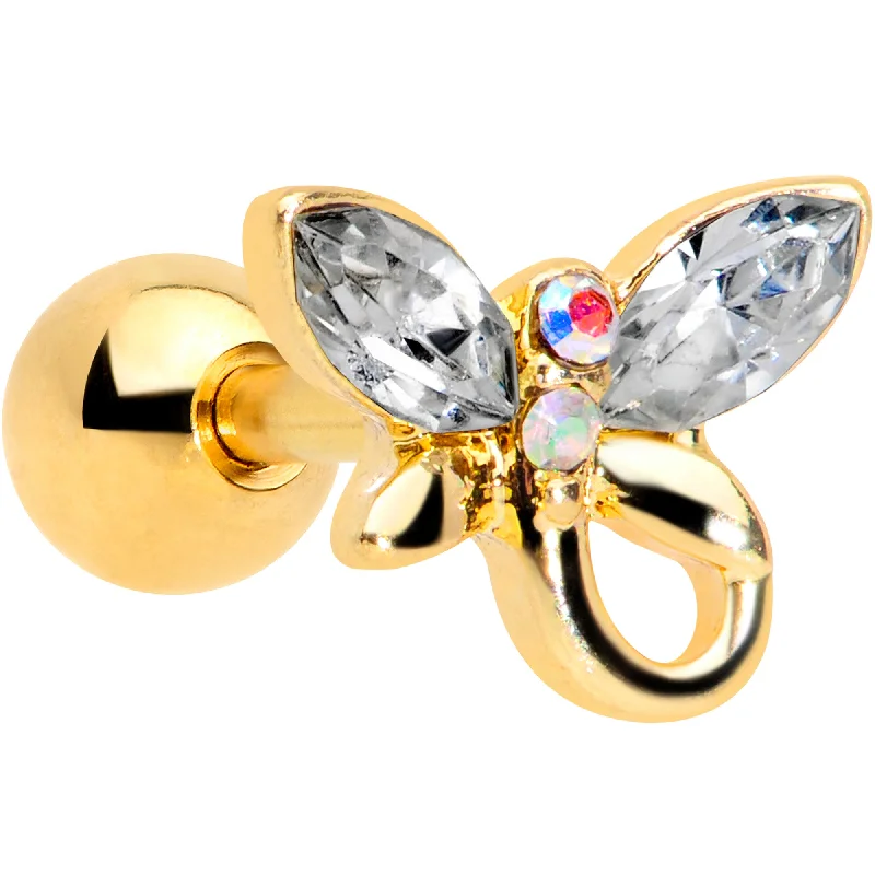Women's Earrings – Elegant Designs for Every Personality--16 Gauge 1/4 Clear Gem Gold Tone Loop Butterfly Cartilage Tragus Women's Earrings – Elegant Designs for Every Personality--16 Gauge 1/4 Clear Gem Gold Tone Loop Butterfly Cartilage Tragus