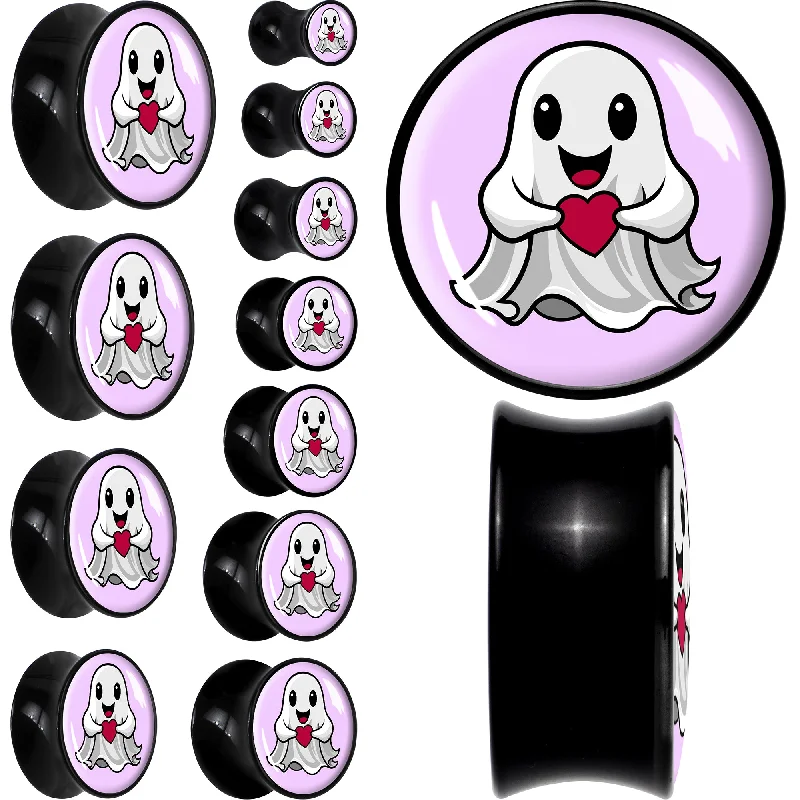 Women's Earrings – Elegant Designs for Every Personality--Valentine Sweet Ghost Black Acrylic Saddle Plug Set Women's Earrings – Elegant Designs for Every Personality--Valentine Sweet Ghost Black Acrylic Saddle Plug Set