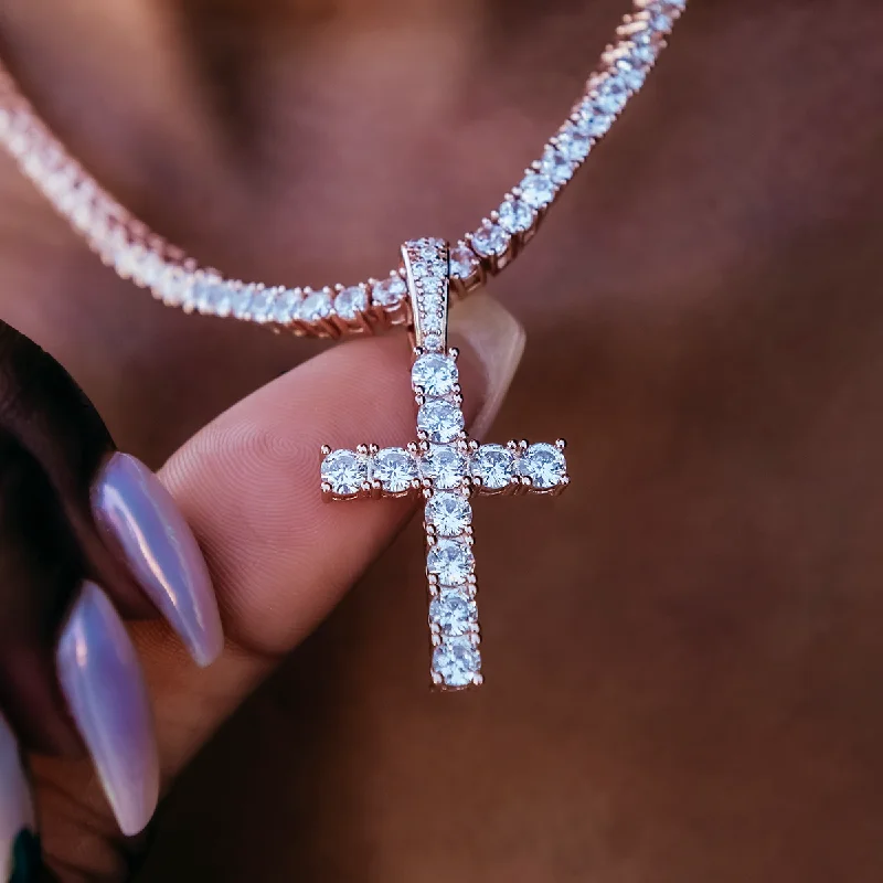 Shop Classic Women's Necklaces & Pendants with a Modern Twist-Diamond Cross in Rose Gold Shop Classic Women's Necklaces & Pendants with a Modern Twist-Diamond Cross in Rose Gold