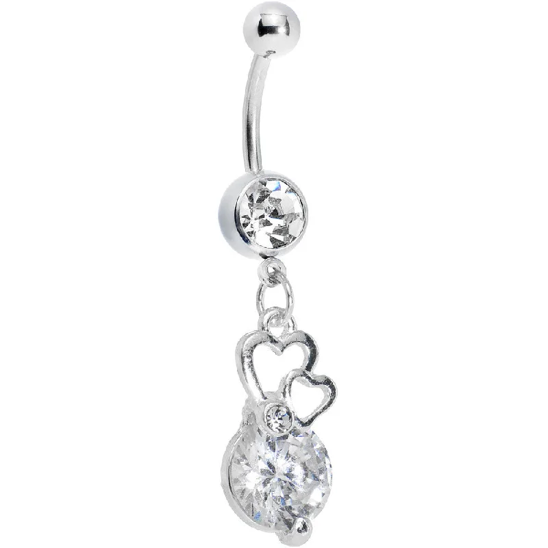 Belly Rings with Unique Features for Modern Style -Crystalline Gem Dual Hearts Ellipse Belly Ring Belly Rings with Unique Features for Modern Style -Crystalline Gem Dual Hearts Ellipse Belly Ring