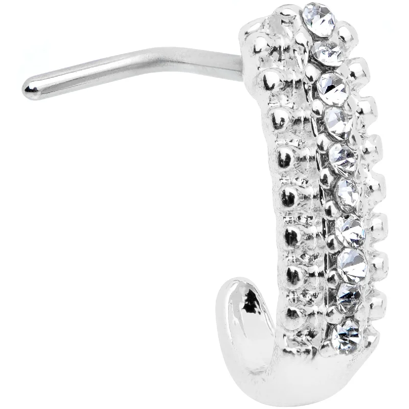 Nose Rings for Daily Use -20 Gauge 5/16 Clear Gem Texture Faux Hoop L Shaped Nose Ring Nose Rings for Daily Use -20 Gauge 5/16 Clear Gem Texture Faux Hoop L Shaped Nose Ring