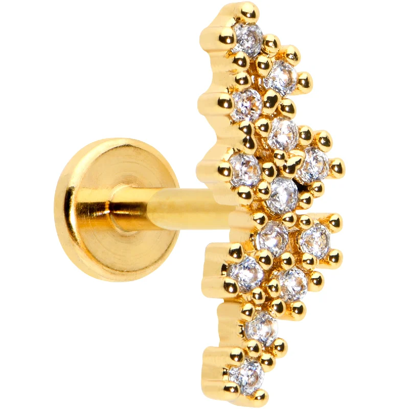 Lip Rings with Multicolor Designs16 Gauge 5/16 CZ Gem Gold Hue Texture Arc Internal Thread Labret Tragus
