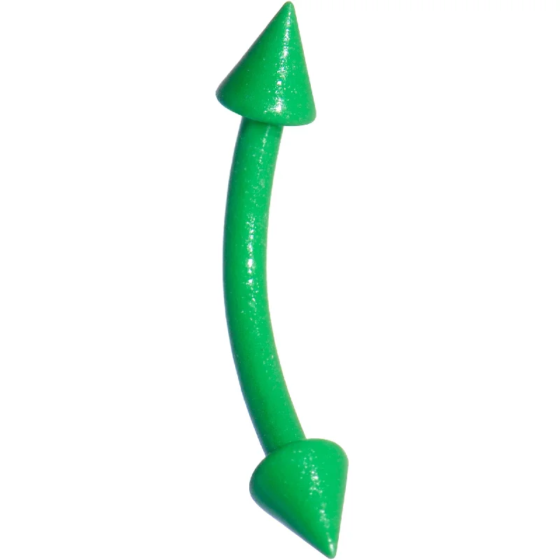 Women's Earrings – Elegant Designs for Every Personality--16 Gauge 3/8 Green Glow In The Dark Effect Cone Curved Eyebrow Ring