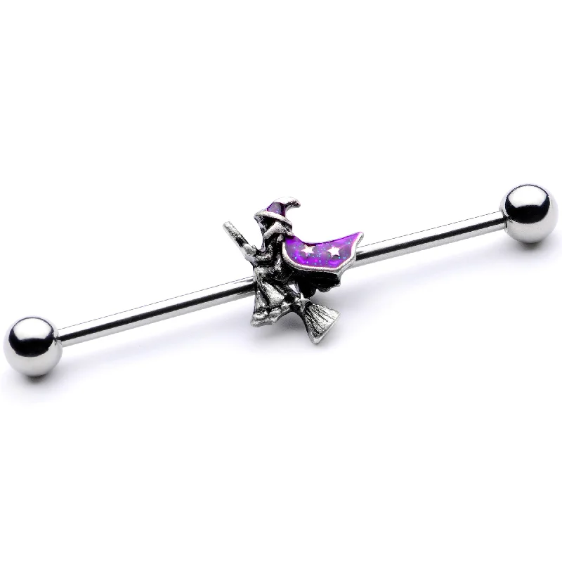 Women's Earrings – Elegant Designs for Every Personality--14 Gauge Purple Witch Broom Halloween Industrial Barbell 38mm Women's Earrings – Elegant Designs for Every Personality--14 Gauge Purple Witch Broom Halloween Industrial Barbell 38mm