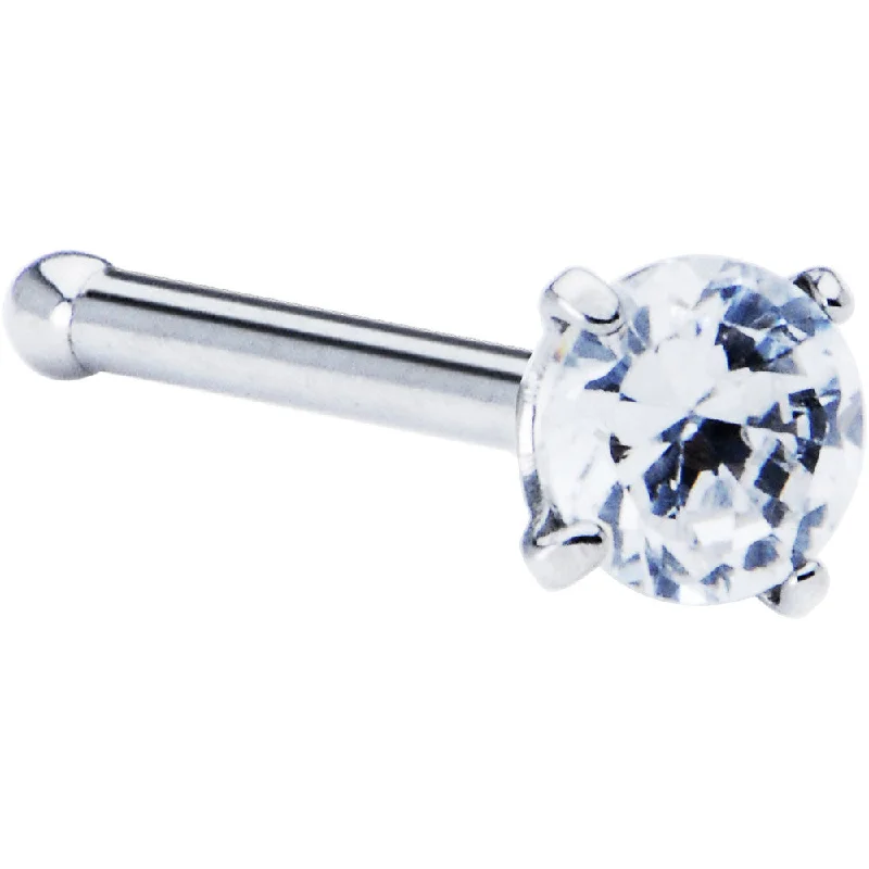 Nose Rings for Bold Fashion -18 Gauge Clear Cubic Zirconia Nose Bone