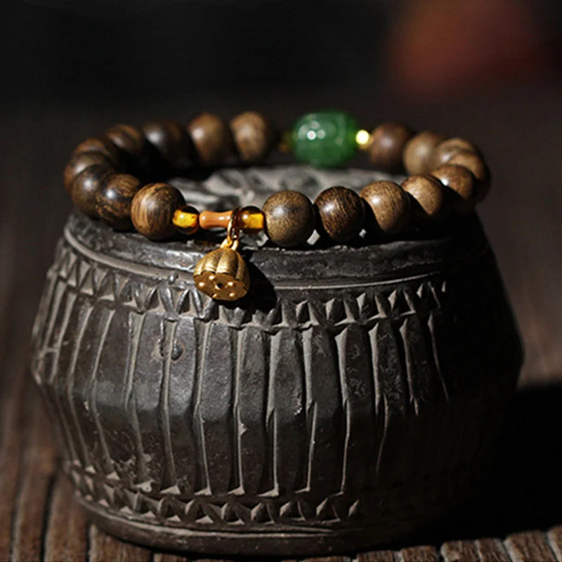 Sterling Silver Wedding Bangles for Women-Buddha Stones 999 Gold Brunei Agarwood Cyan Jade Lotus Flower Peace Strength Bracelet Sterling Silver Wedding Bangles for Women-Buddha Stones 999 Gold Brunei Agarwood Cyan Jade Lotus Flower Peace Strength Bracelet