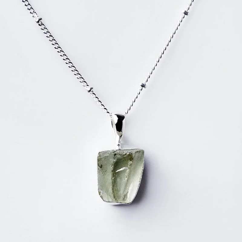 Exclusive Men's Necklaces & Pendants for the Modern Gentleman-Genuine Green Amethyst Raw Crystal Necklace Exclusive Men's Necklaces & Pendants for the Modern Gentleman-Genuine Green Amethyst Raw Crystal Necklace