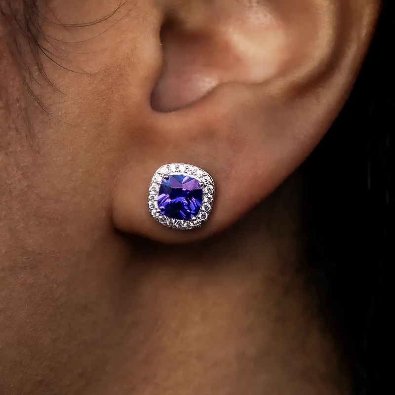 Women's Earrings – Elegant Designs for Every Personality--Purple Cushion Cut Earrings