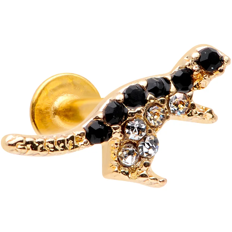 Lip Rings for Bold Fashion Statements16 Gauge 5/16 Clear Black Gem Gold Tone Dinosaur Labret Monroe Tragus