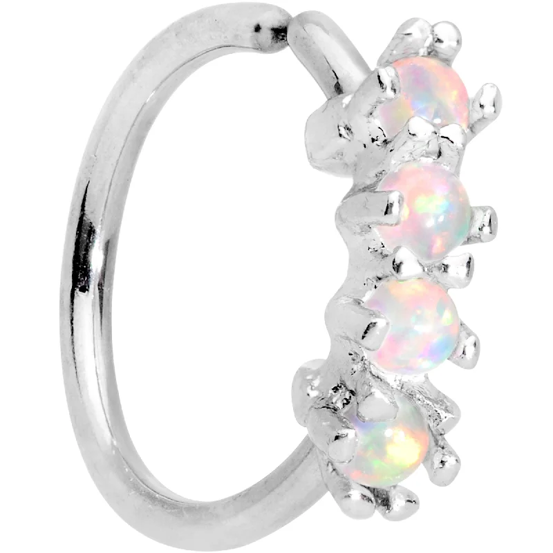Women's Earrings – Elegant Designs for Every Personality--5/16 White Synthetic Opal Royal Crown Tragus Cartilage Earring