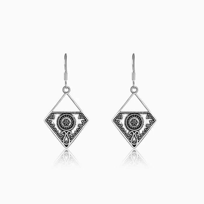 Women's Earrings – Elegant Designs for Every Personality--Oxidised Silver Precious Dangler Earrings