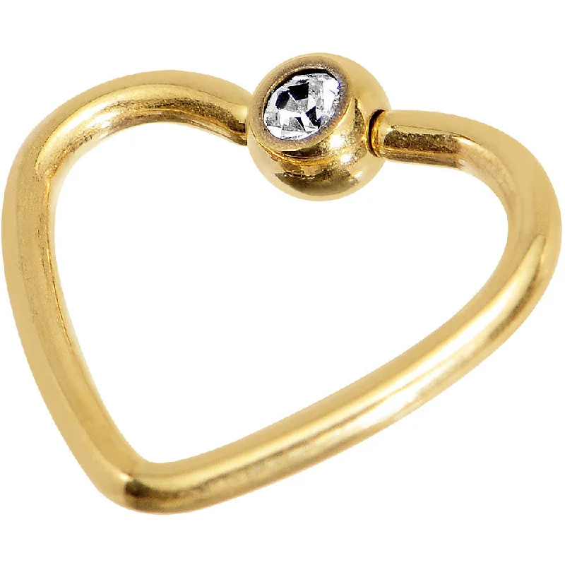 Women's Earrings – Elegant Designs for Every Personality--16 Gauge 3/8 Clear Gold Anodized Titanium Heart Closure Captive Ring Women's Earrings – Elegant Designs for Every Personality--16 Gauge 3/8 Clear Gold Anodized Titanium Heart Closure Captive Ring