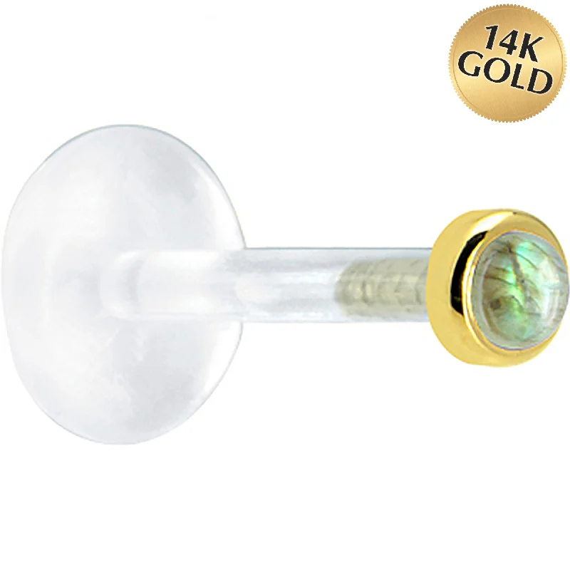 Women's Earrings – Elegant Designs for Every Personality--16 Gauge 1/4 Solid 14KT Yellow Gold 2mm Genuine Labradorite Bioplast Tragus Earring Stud Women's Earrings – Elegant Designs for Every Personality--16 Gauge 1/4 Solid 14KT Yellow Gold 2mm Genuine Labradorite Bioplast Tragus Earring Stud