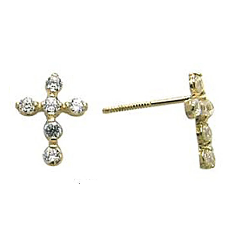 Women's Earrings – Elegant Designs for Every Personality--14kt Yellow Gold Cubic Zirconia Cross Stud Earrings Women's Earrings – Elegant Designs for Every Personality--14kt Yellow Gold Cubic Zirconia Cross Stud Earrings
