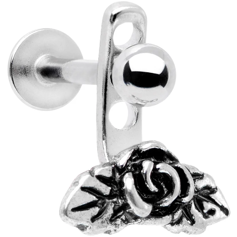 Women's Earrings – Elegant Designs for Every Personality--16 Gauge 3/8 Kissed Rose Flower Dangle Cartilage Tragus Helix Piercing