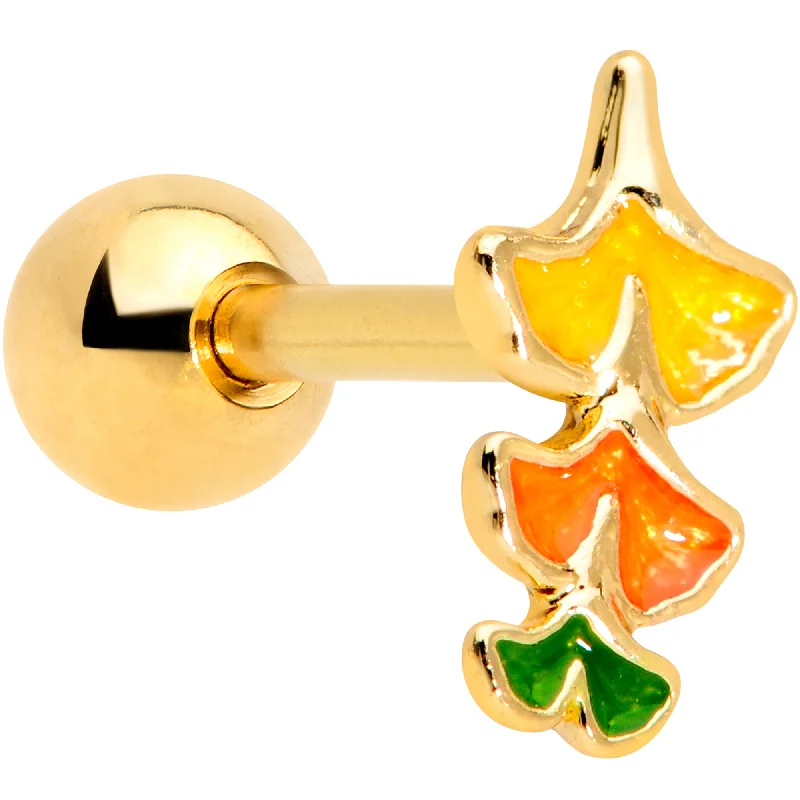 Women's Earrings – Elegant Designs for Every Personality--16 Gauge 1/4 Gold Tone Autumn Leaves Fall Cartilage Tragus