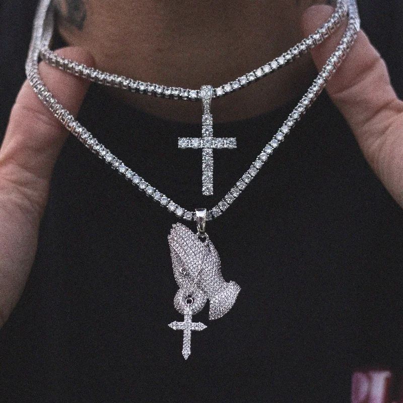 Exclusive Men's Necklaces & Pendants for the Modern Gentleman-2 Chains + 2 Pendants - White Gold Exclusive Men's Necklaces & Pendants for the Modern Gentleman-2 Chains + 2 Pendants - White Gold