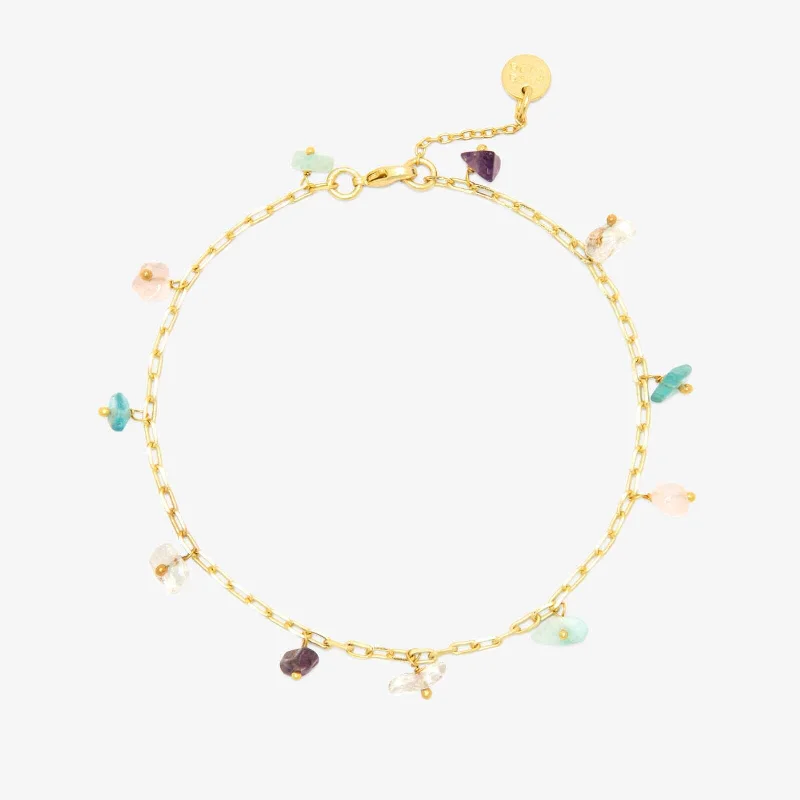 Custom Anklets for Personalized Touch-Gemstone Drop Chain Anklet