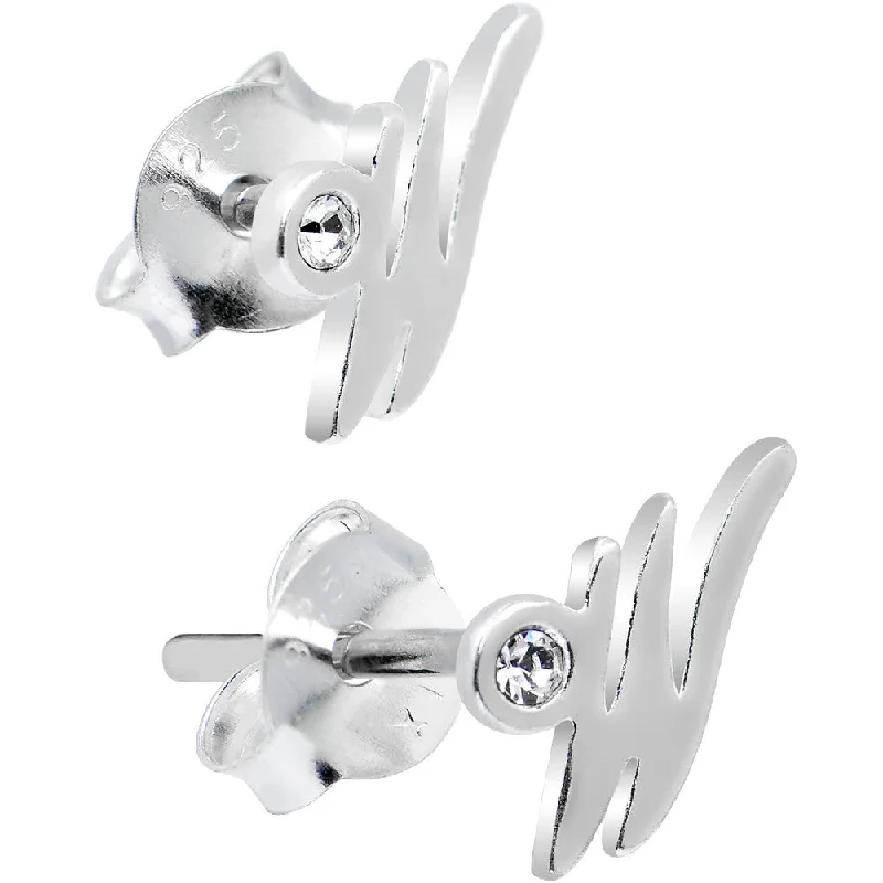 Women's Earrings – Elegant Designs for Every Personality--925 Sterling Silver Clear Cubic Zirconia W Initial Stud Earrings Women's Earrings – Elegant Designs for Every Personality--925 Sterling Silver Clear Cubic Zirconia W Initial Stud Earrings